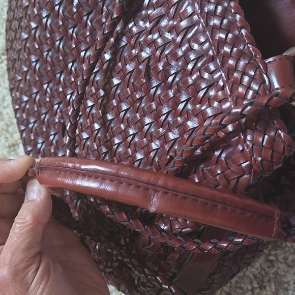 Oxblood Woven Shoulder BUCKET Bag - Picture 10 of 16